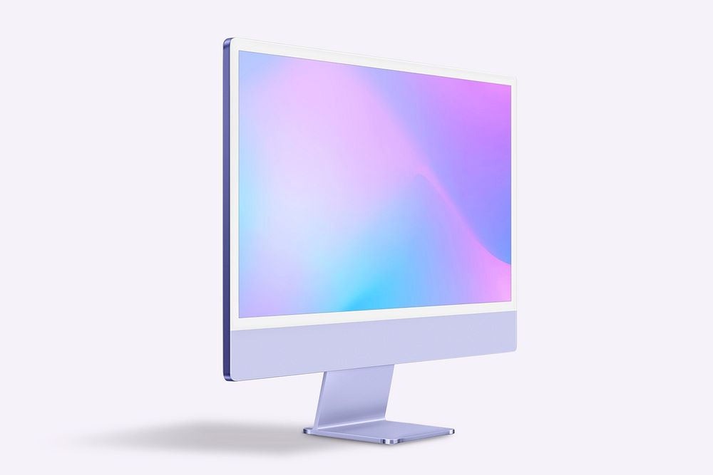 Computer desktop screen mockup psd purple digital device minimal style