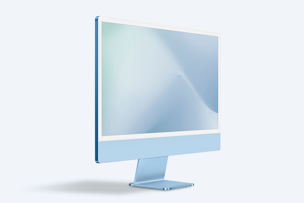 Computer desktop screen mockup psd blue digital device minimal style