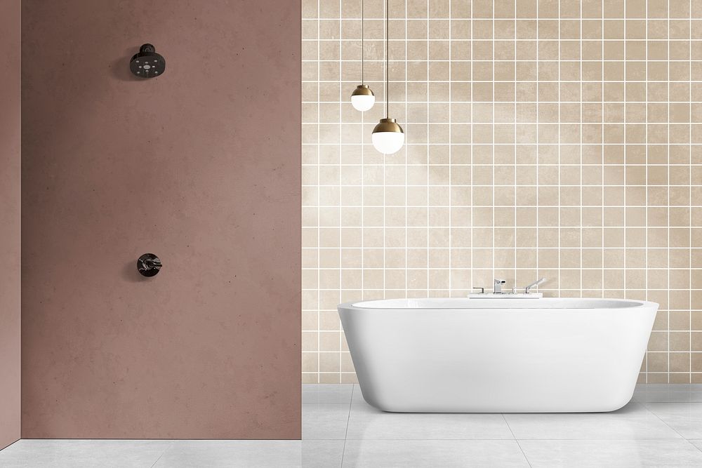 Luxury bathroom wall mockup psd authentic interior design