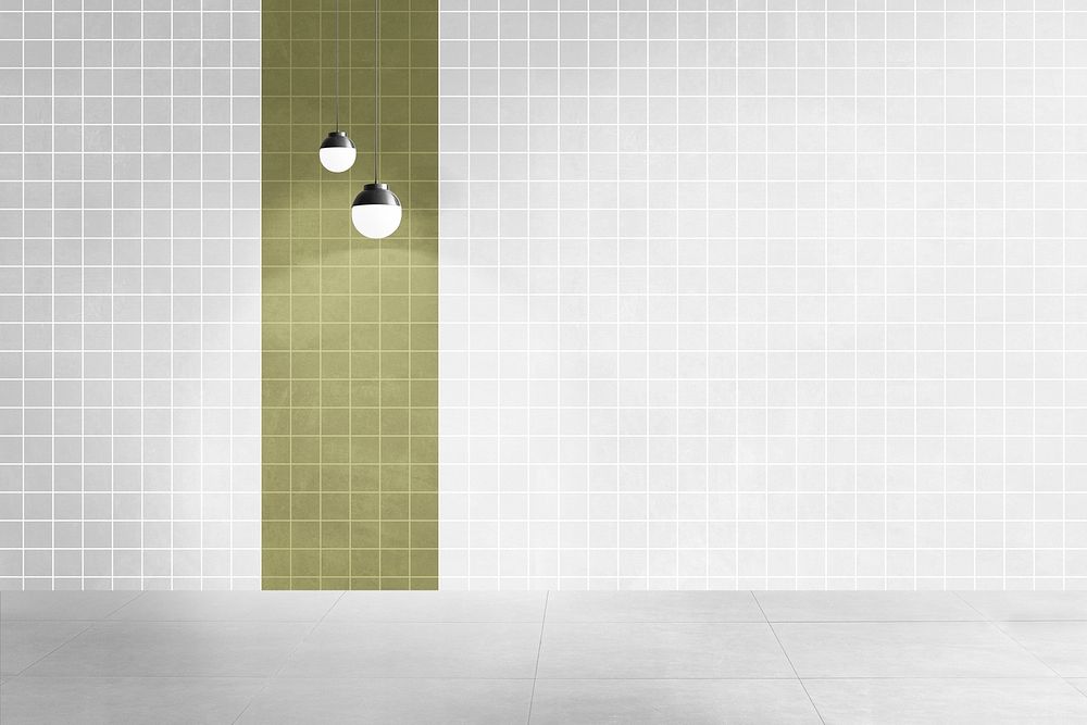 Modern tile wall mockup psd authentic empty room interior design