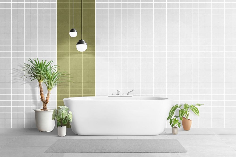 Contemporary bathroom wall mockup psd authentic interior design