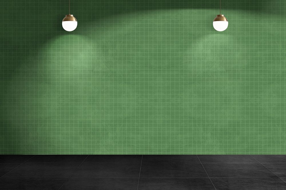 Retro tile wall mockup psd authentic empty room interior design