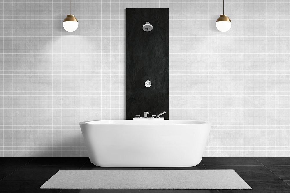 Luxury bathroom wall mockup psd authentic interior design
