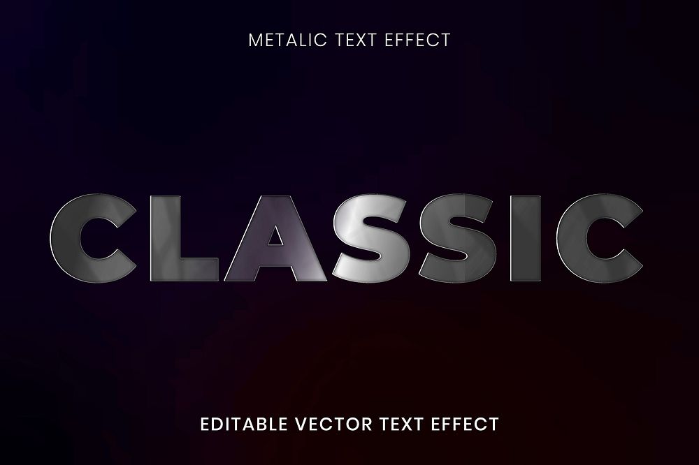 Metallic text effect vector editable template