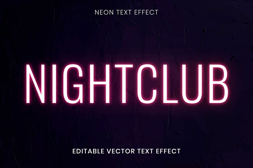Neon glow text effect vector editable template