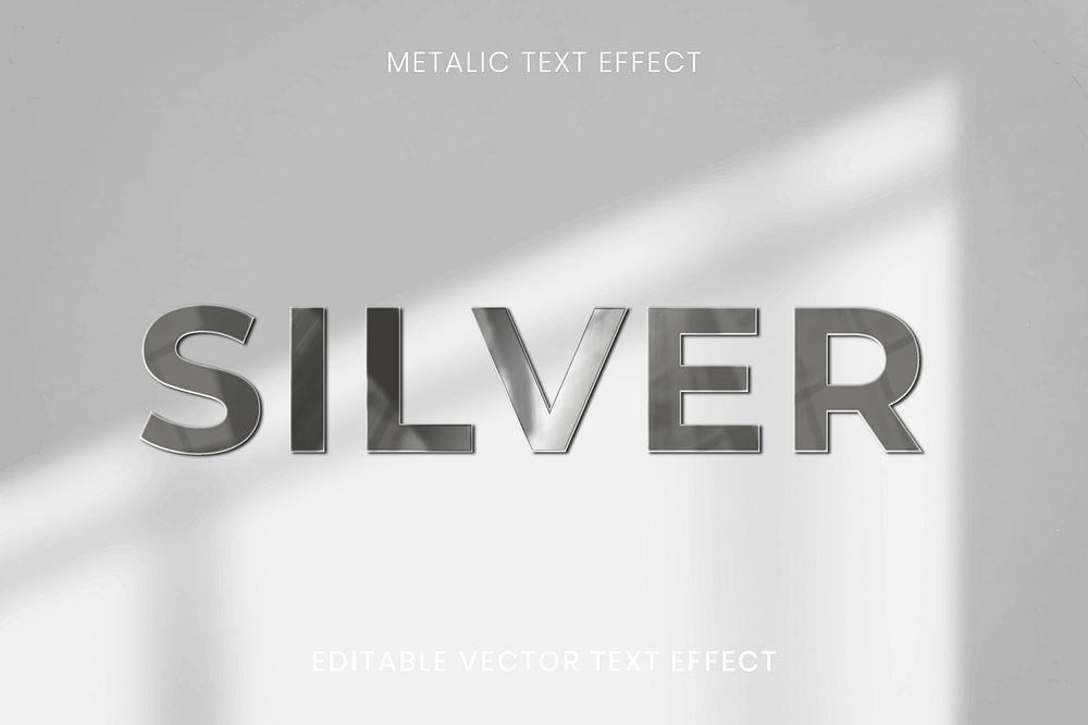 Metallic text effect vector editable template