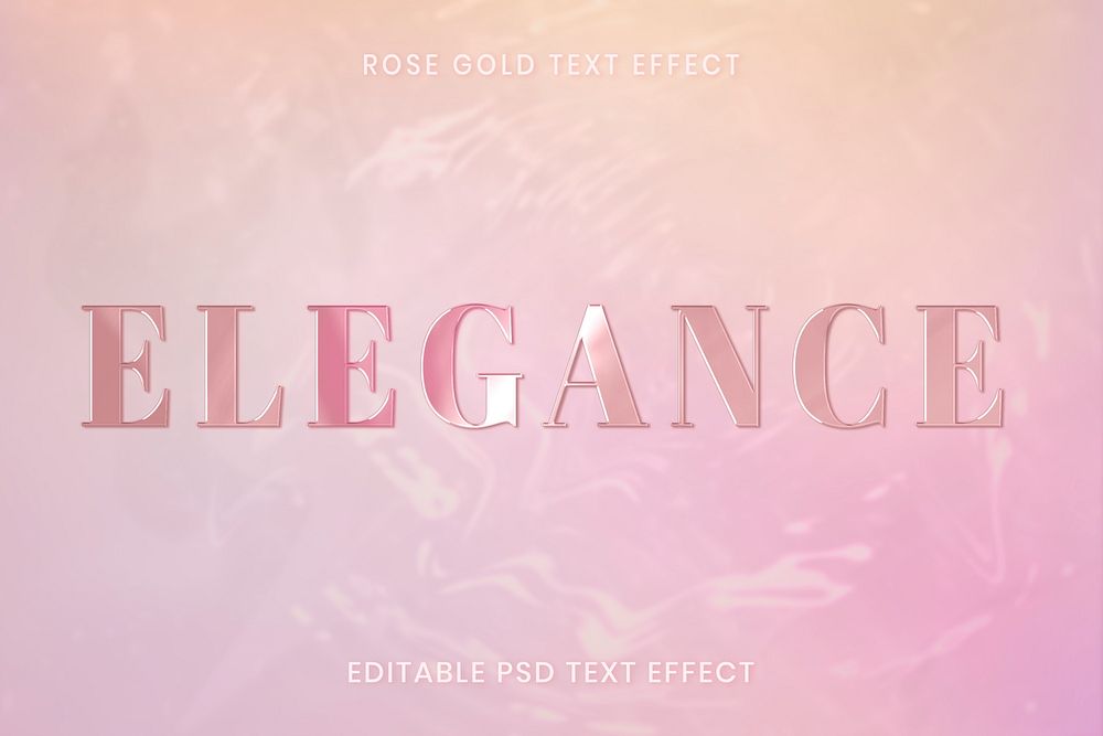 Rose gold text effect psd editable template