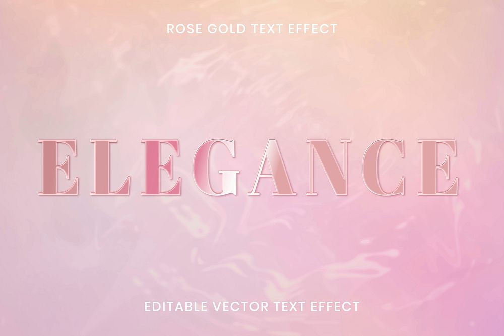 Rose gold text effect vector editable template