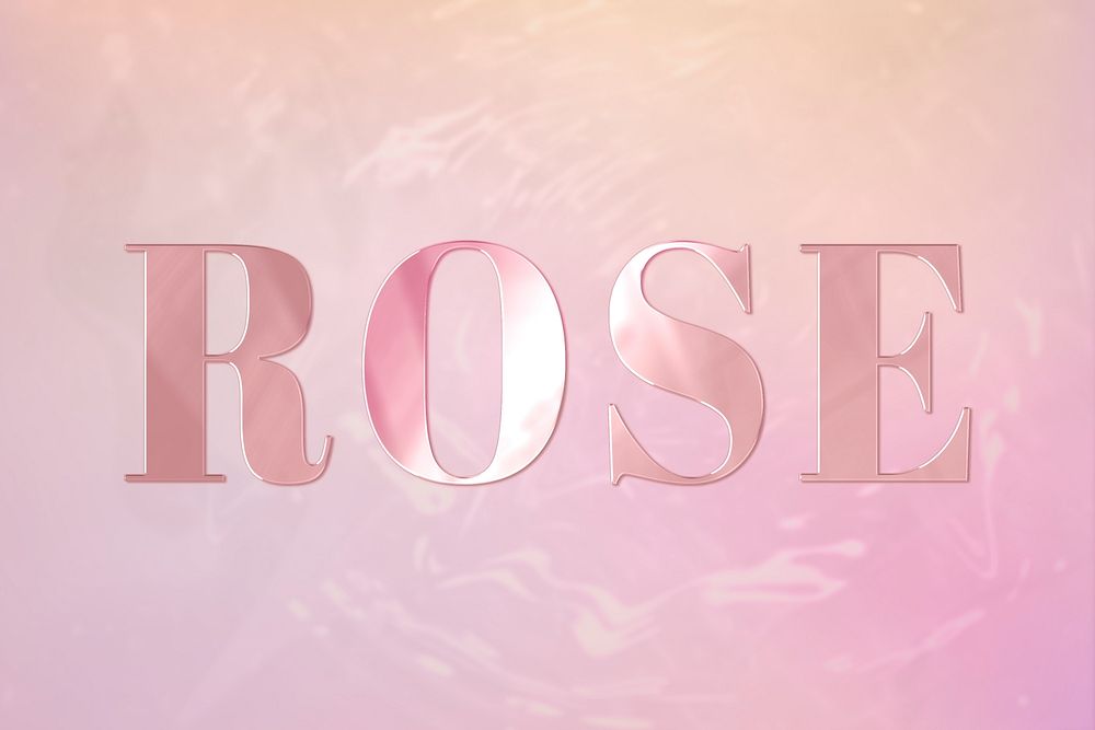 Rose typography in rose gold cute font
