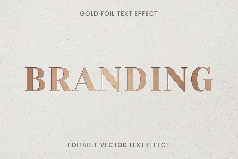 Gold foil texture text effect vector editable template