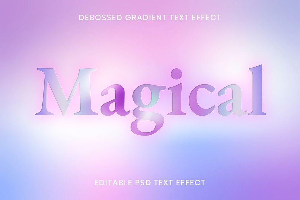 Debossed gradient text effect psd editable template