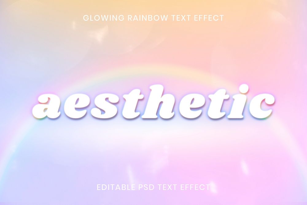 Glowing rainbow text effect psd editable template