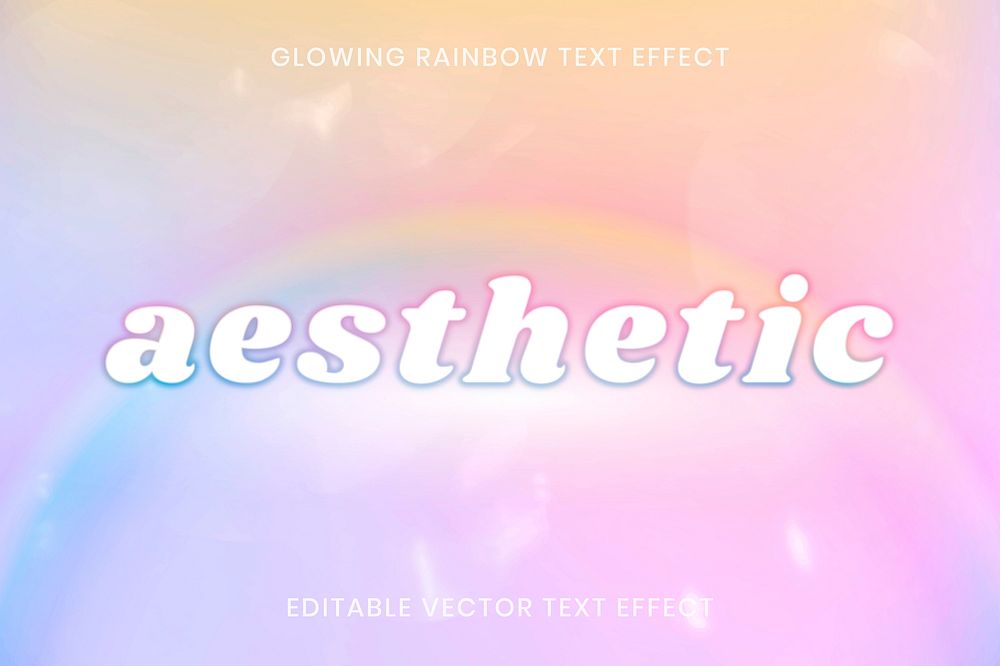 Glowing rainbow text effect vector editable template