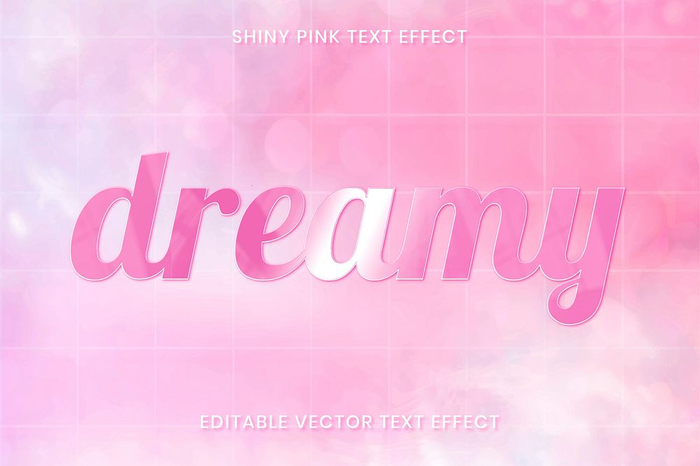 Shiny pink text effect vector editable template