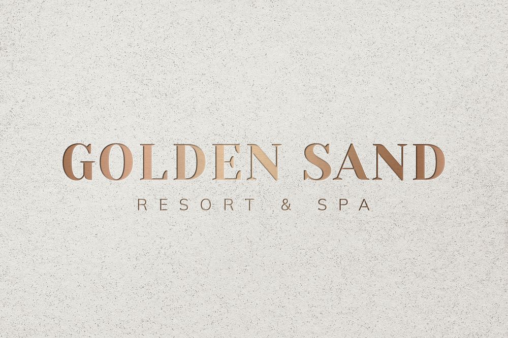 Metallic gold logo template psd for spa business