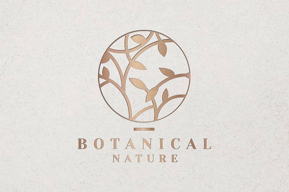 Floral business logo template vector in gold metallic font