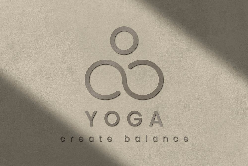 Concrete textured logo template psd for yoga studio business