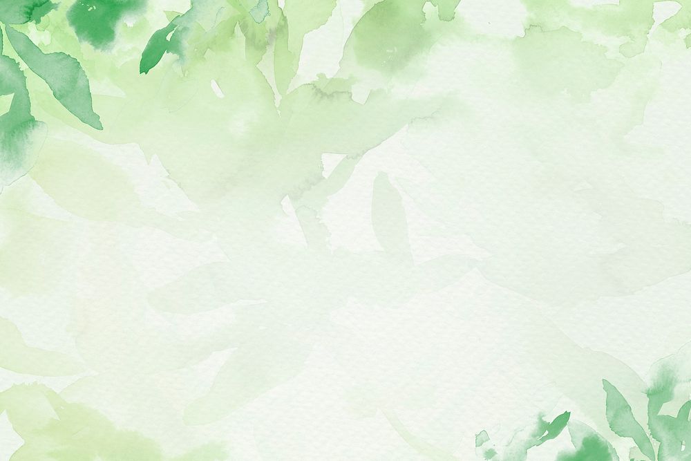 Spring floral watercolor background psd in green with leaf illustration