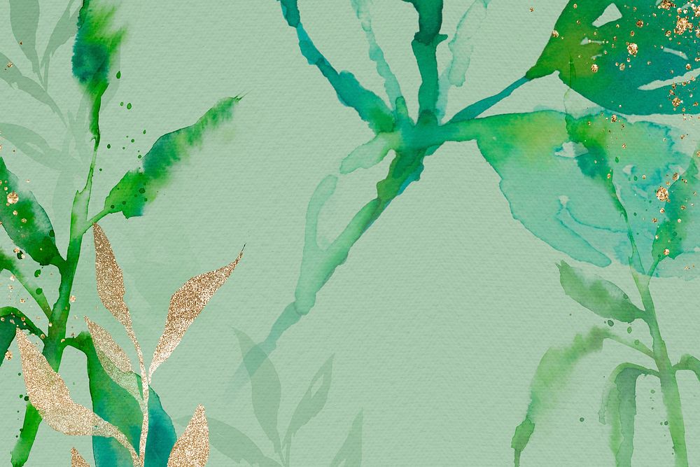 Green watercolor leaf background psd aesthetic spring season