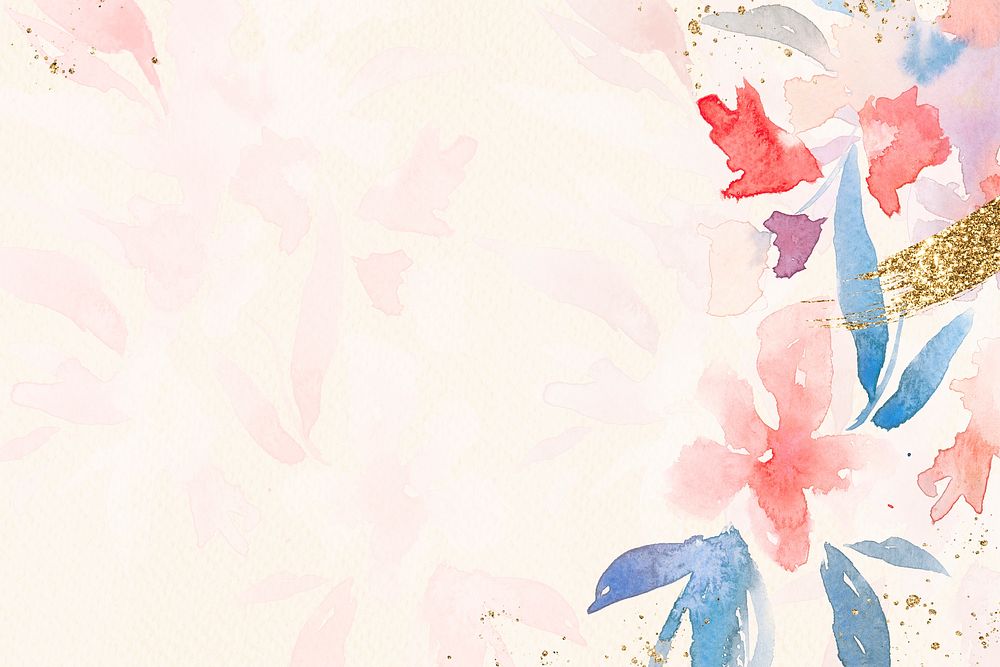 Flowers border background watercolor in pink spring season