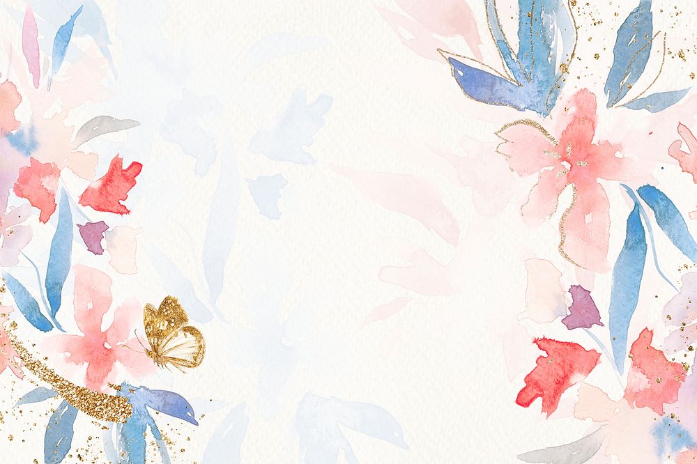 Flowers background watercolor psd in pink spring season