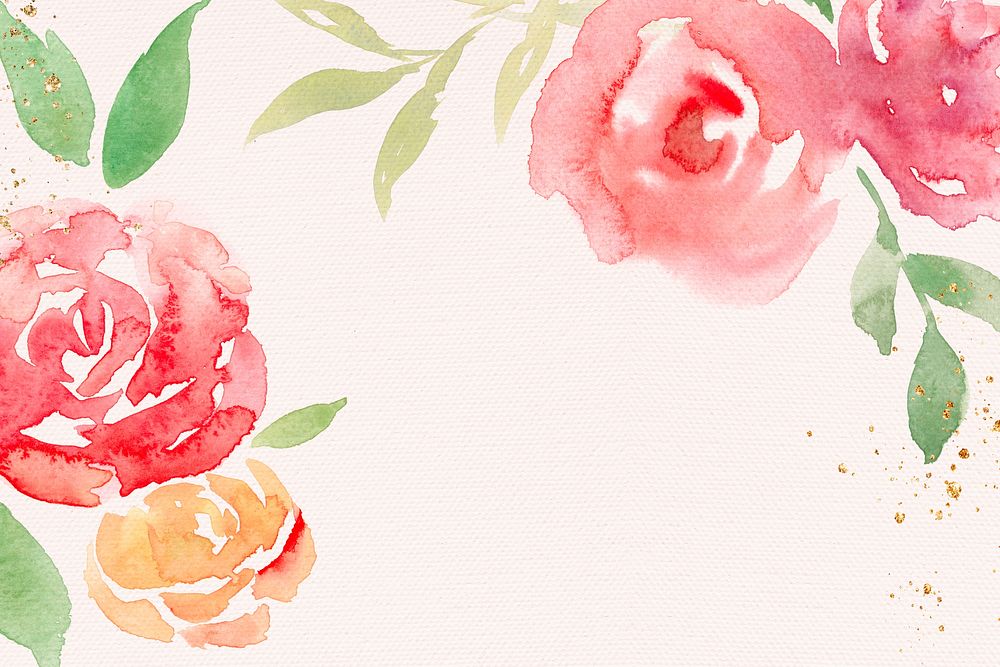 Pink rose frame background psd spring watercolor illustration