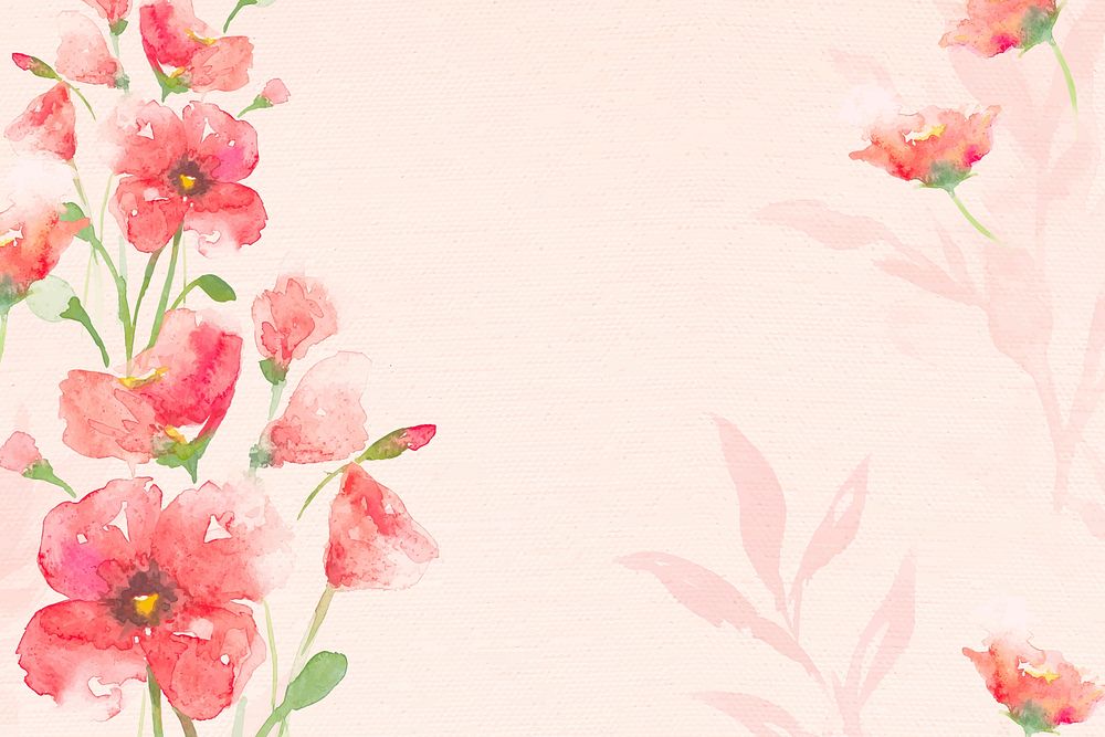 Poppy background watercolor flower vector in pink spring season