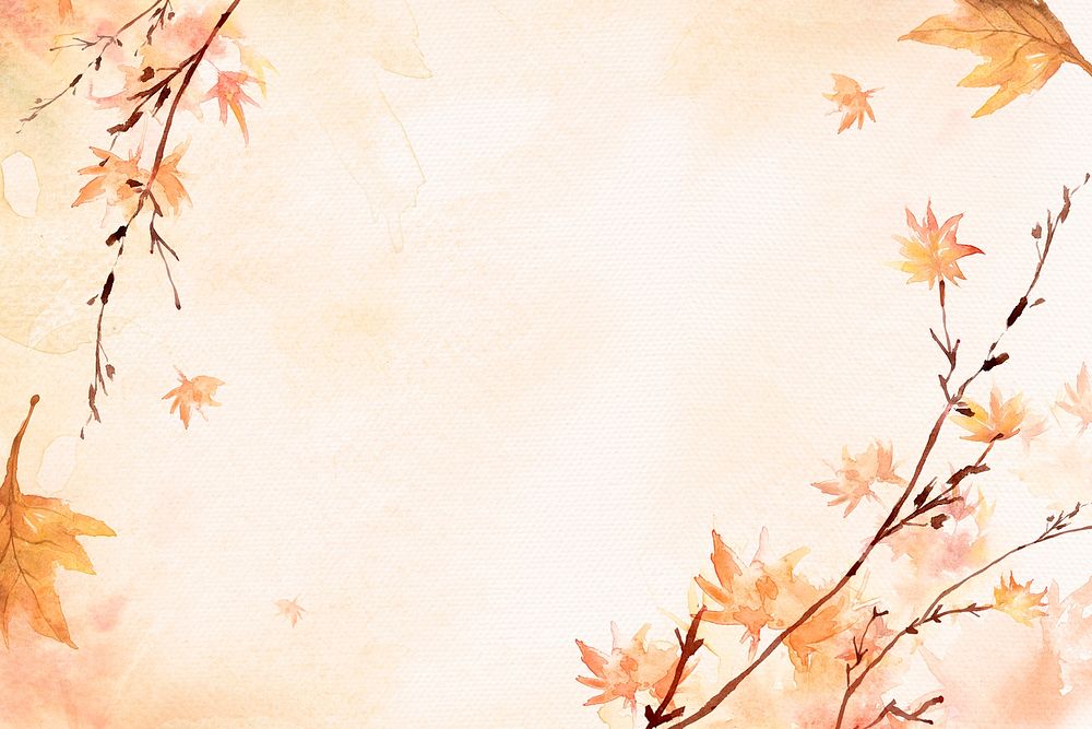 Maple leaf border background psd in orange watercolor autumn season