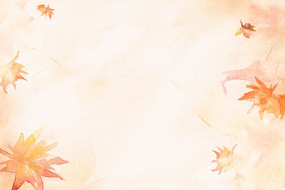 Aesthetic leaf watercolor background psd in orange autumn season