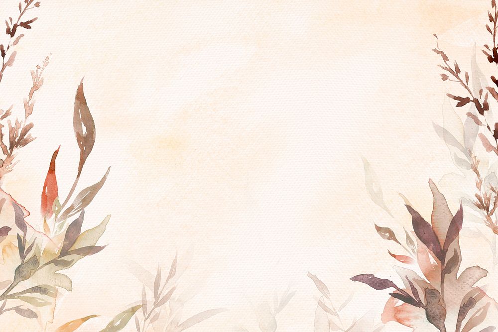 Beautiful leaf watercolor background psd in brown autumn season