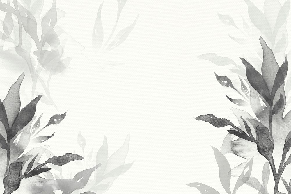 Grayscale watercolor leaf background psd beautiful floral illustration