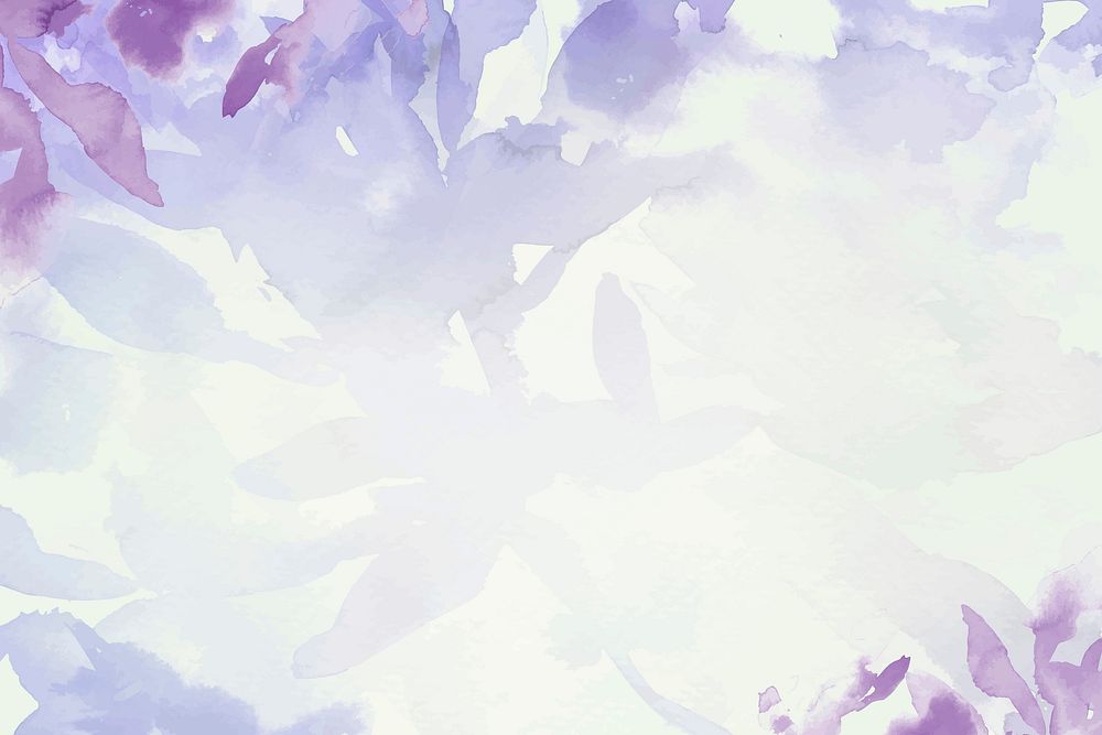 Purple watercolor leaf background vector aesthetic winter season