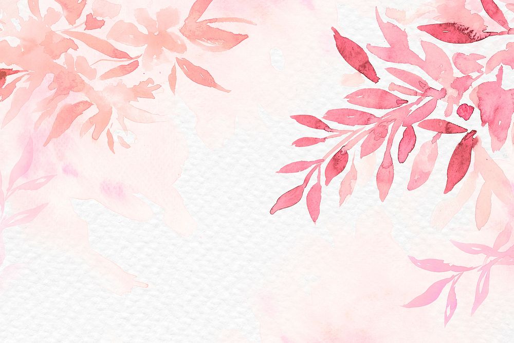 Pink watercolor leaf background psd aesthetic spring season