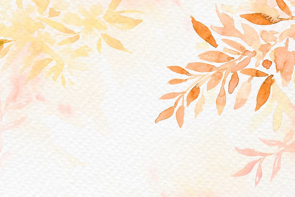 Orange watercolor leaf background psd aesthetic autumn season