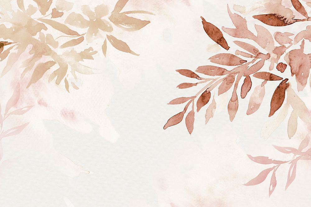 Brown watercolor leaf background aesthetic autumn season