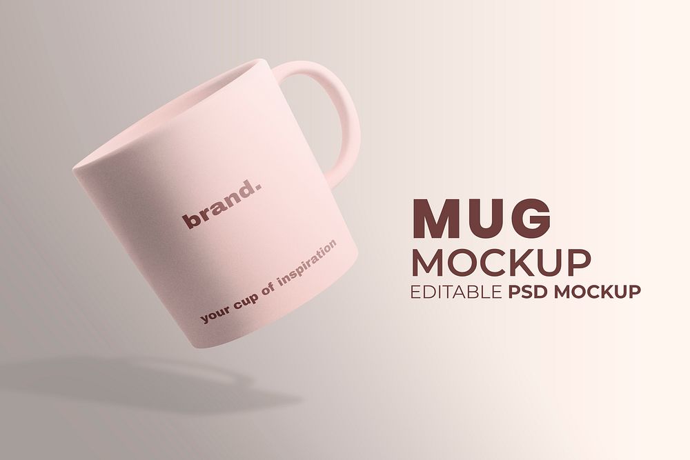 Ceramic coffee mug mockup psd in pink minimal design
