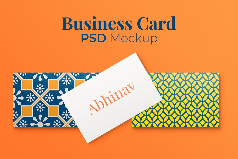 Abstract business card mockup psd in colorful pattern
