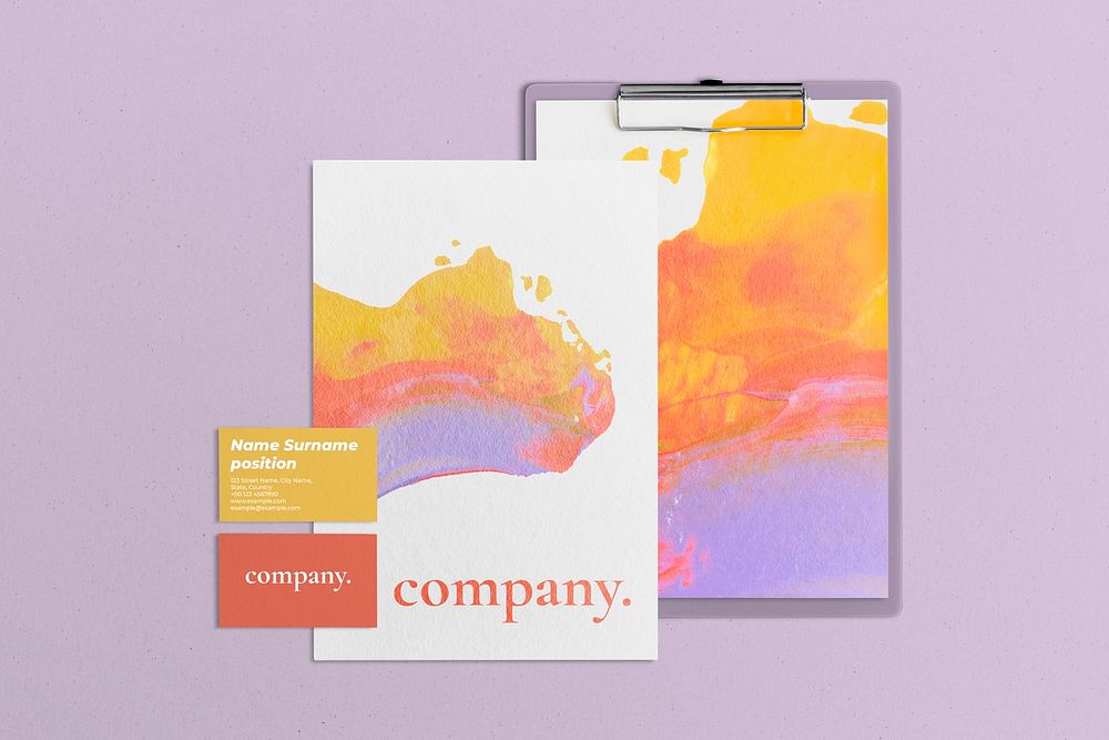 Colorful corporate identity mockup psd with business card in abstract design
