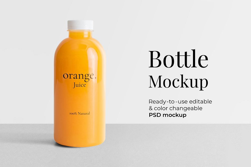 Juice plastic bottle mockup psd with label product packaging