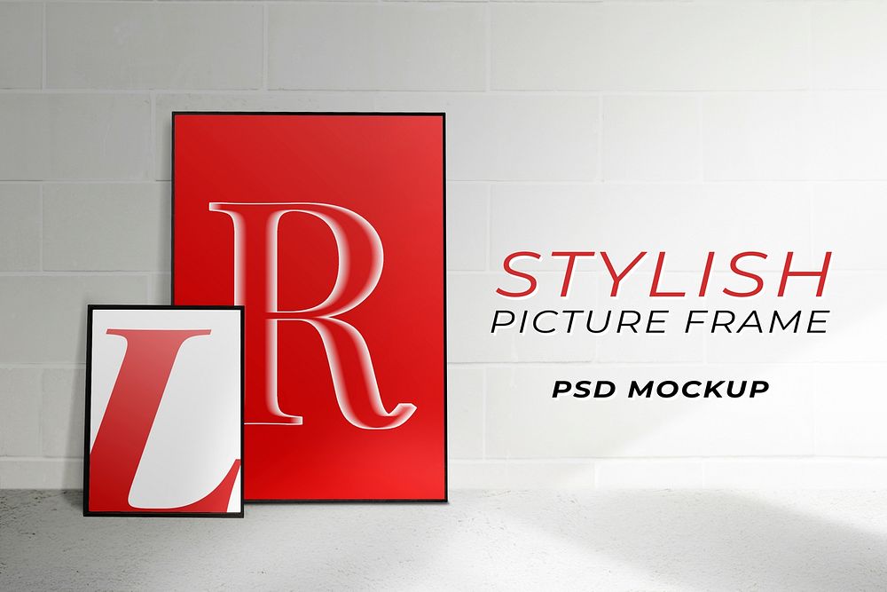 Modern picture frame mockup psd wall decoration home interior