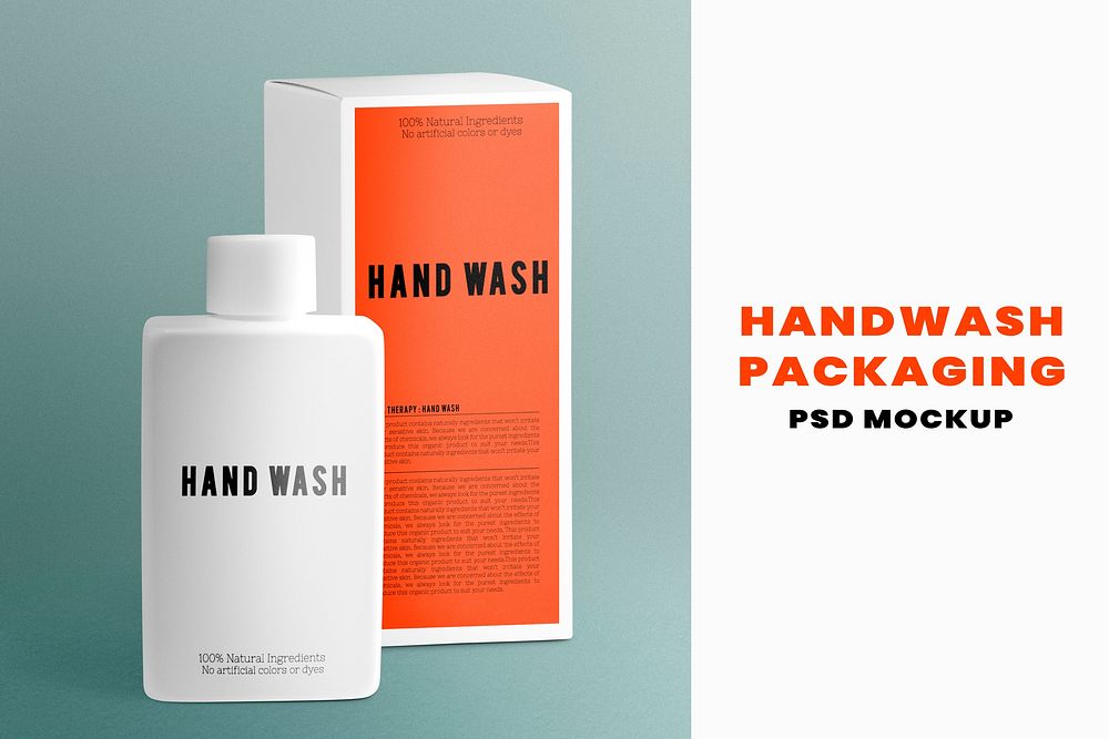 Hand wash bottle mockup psd product packaging in minimal design