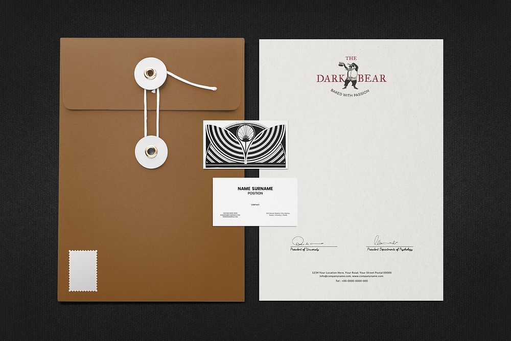 Document bag mockup, corporate identity with letterhead psd