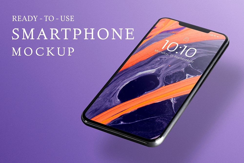 Phone screen mockup psd with abstract background