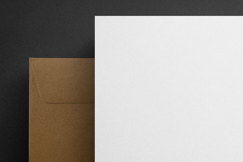 White letterhead paper, document bag with blank design space