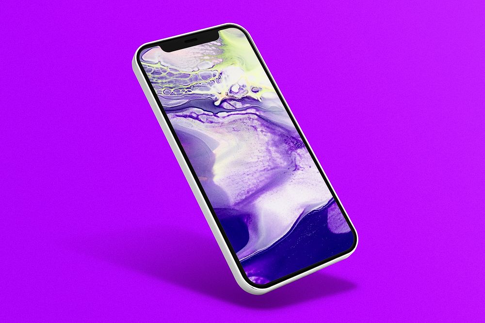 Phone screen mockup psd with abstract futuristic background