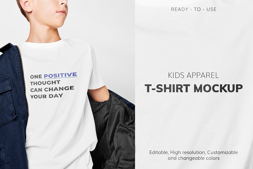 T-shirt mockup psd, kid's editable apparel design 