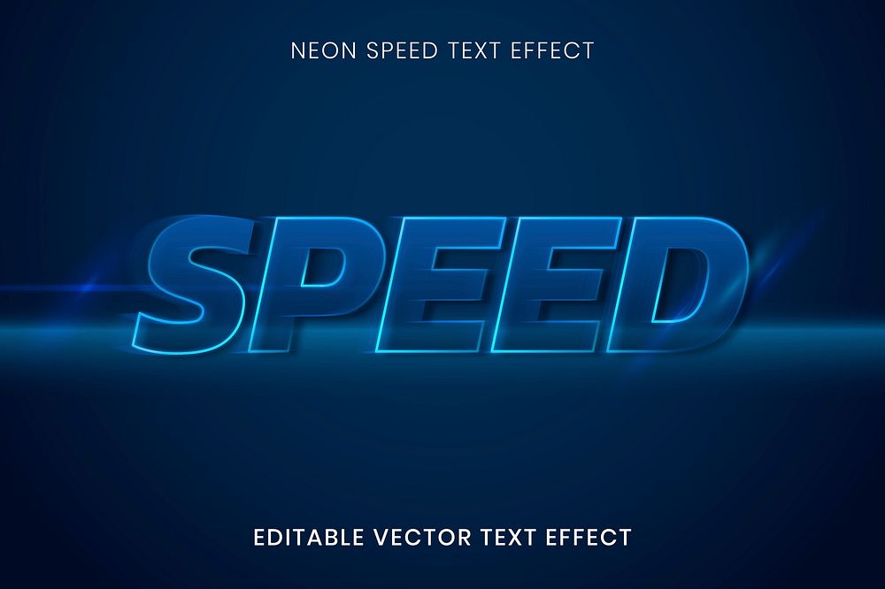 Neon text effect vector template, speed high quality template
