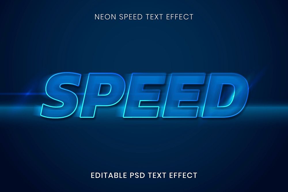 Neon text effect psd template, speed high quality template