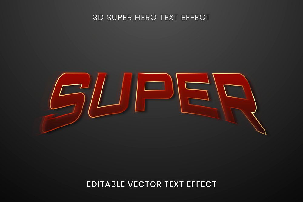 3D text effect vector template, superhero editable typography high quality