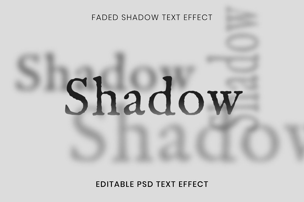 Editable text effect psd template, faded shadow typography